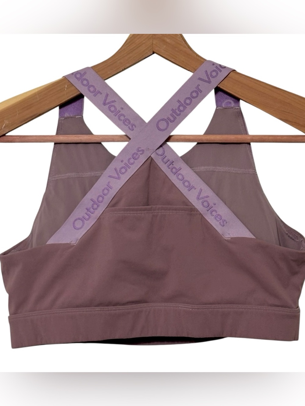 Outdoor Voices Snacks Bra TechSweat Crossback Logo Strap Mauve Purple Large